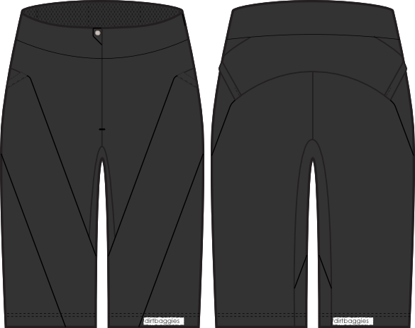Black. Tailored to fit, rather than relying on constrictive cinches or elastic, the DirtBaggies VENT short has vented mesh panels, super stretchy slash pockets, a stretch waistband (with a secret pocket that'll keep your phone or wallet snug against your body) and tethers to keep it secured to your bib-liner
